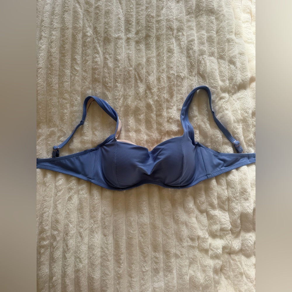 Oh Blue Ribbed Swim Bra